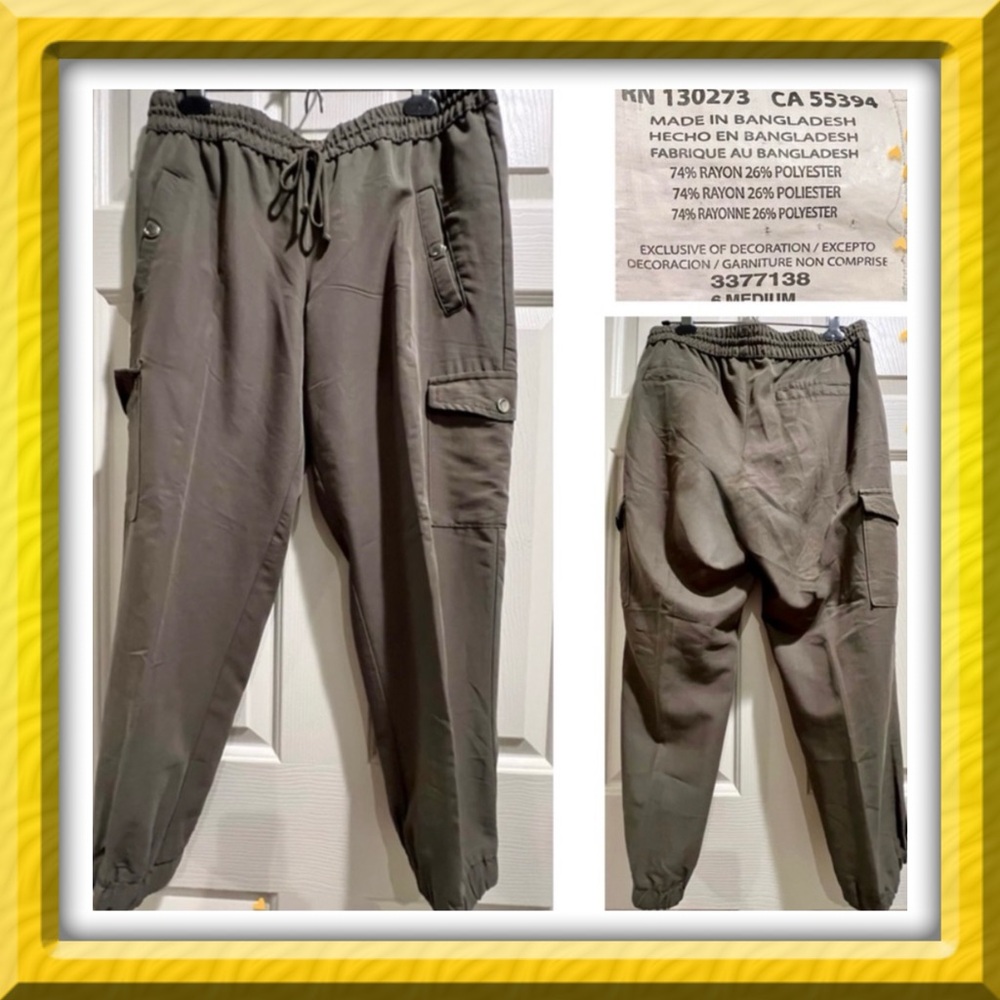 Pants - joggers - No brand  green cargo pull on - light olive -Medium 6 BOGO